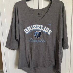 Adidas Gray Grizzlies V-Neck Tee